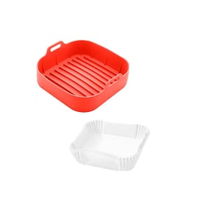 Kit Forma Quadrada Silicone 50 Folhas Descartável AirFryer