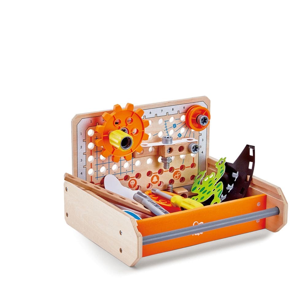 Caixa de ferramentas de experimentos científicos Hape Colorful Wooden 32 experimentos
