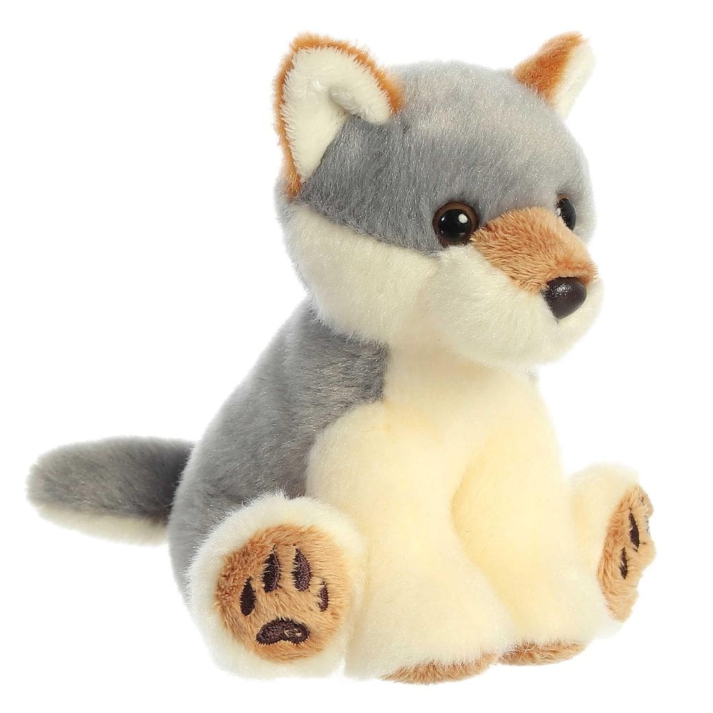 Bicho de pelúcia Aurora Snuggly Lil Wiley Wolf 13 cm cinza