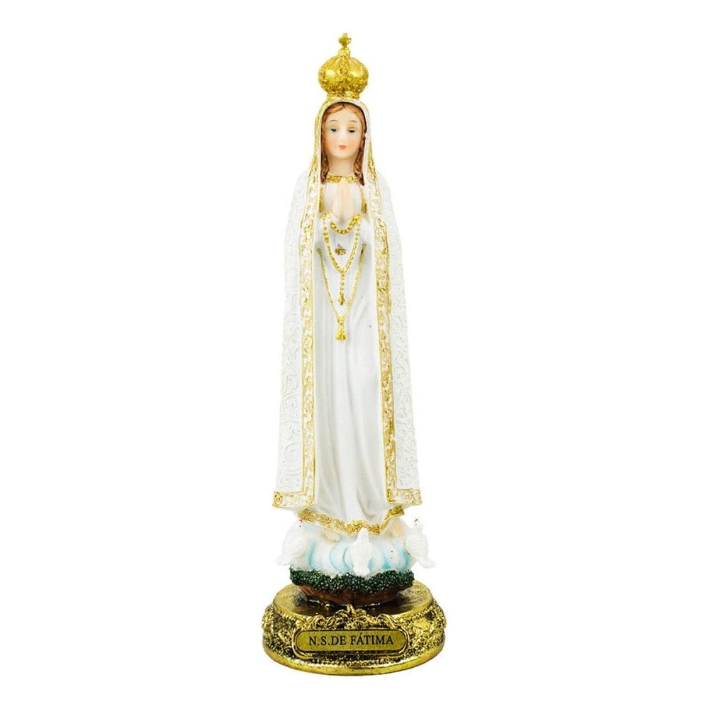 Enfeite Imagem Resina Estátua Nossa Senhora De Fátima 23.5cm