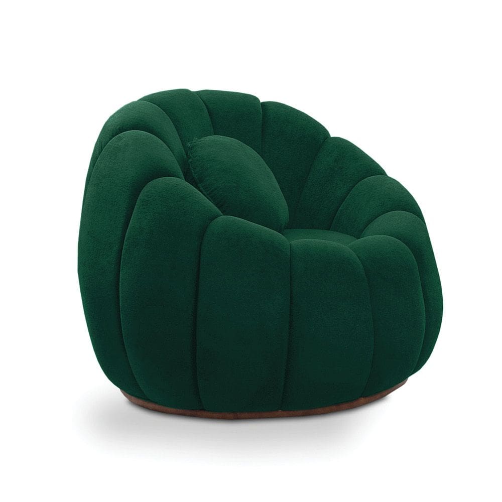 Poltrona Decorativa Orgânica Giratória Cloud Bouclê Verde E03 - D`Rossi