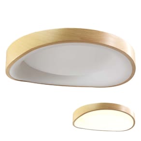 Luminária Plafon Sobrepor Madeira Moderno Led 3 Tons Teto Iluminação Sala Quarto Decoração Escritorio Empresa Residencial