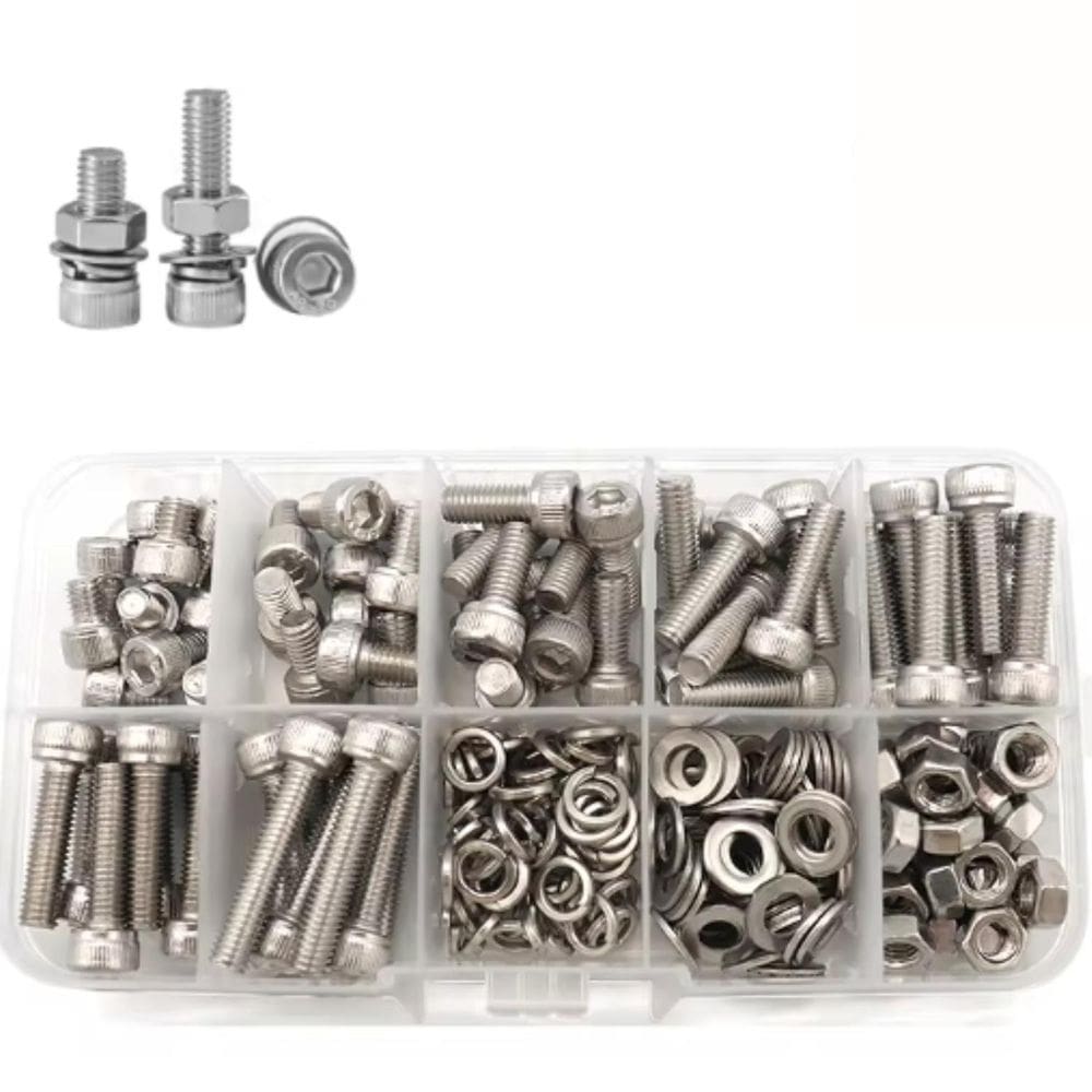 Kit 216 Parafusos Soquete Hexagonal Allen Porca Arruela Inox