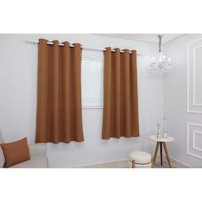 Cortina Lana Terracota Oxford 300X180 Para Sala/Quarto