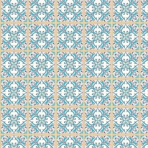 Papel Parede Arabesco Azulejo Azul Claro Quarto Casal Sala