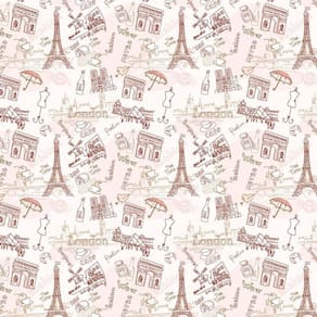 Papel Parede Rosa Claro Paris Café Londres Fashion Adesivo