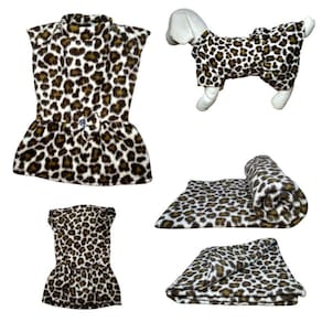Kit Vestido E Manta Soft Para Cães - Onça Pp