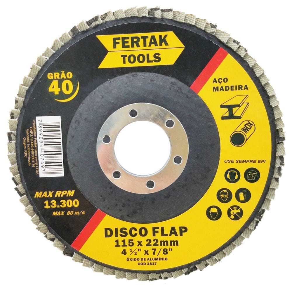 Disco Flap para Acabamento 4,5&quot; Grão 60 Caixa 10 unidades