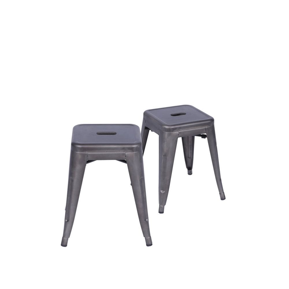 Kit 2 Banquetas Baixas em Aço Bronze