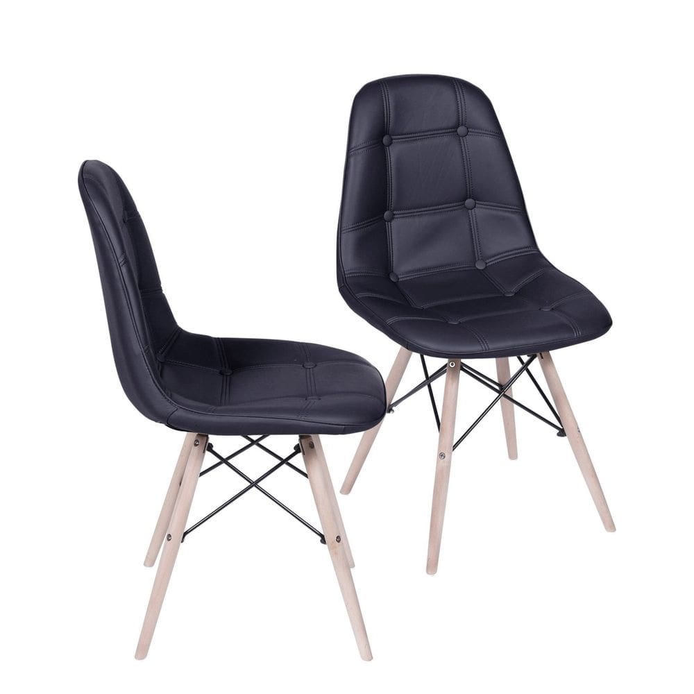 Kit 2 Cadeiras Estofada Botonnes Preto