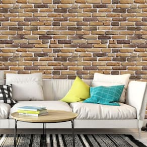 Papel De Parede Pedra Tijolo Demolição Escuro Adesivo Sala