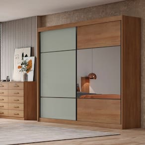 Móveis para Quarto Guarda-roupa Casal Mdf Blumenau Cumaru/Cinza