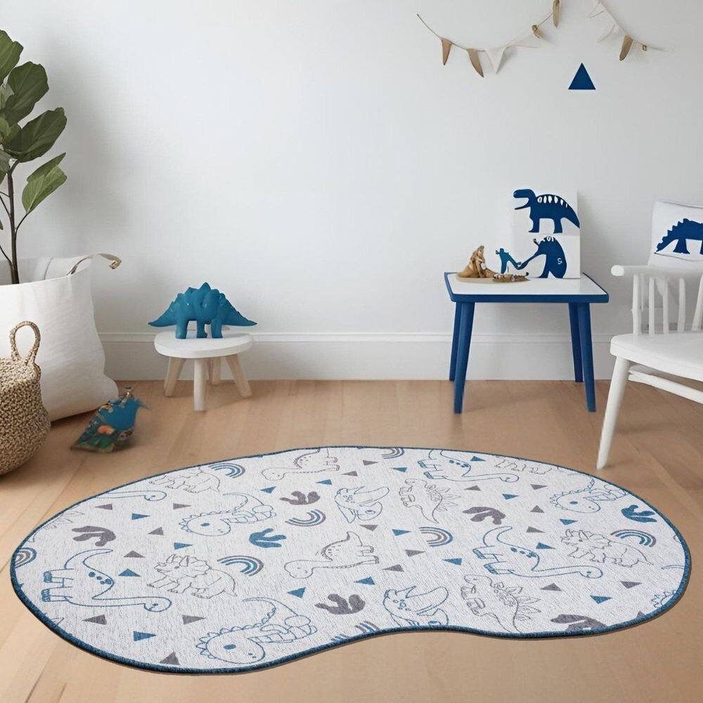 Tapete Formato Orgânico Frisson Plus Infantil Azul/Cinza