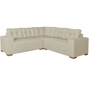 Sofá de Canto Bonfim 7 Lugares 236cm x 236cm Tecido Linho Lufer Cor Bege
