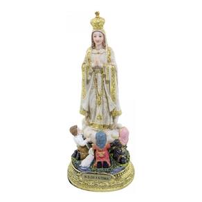 Imagem Nossa Senhora De Fátima Com 3 Pastores 22cm Resina