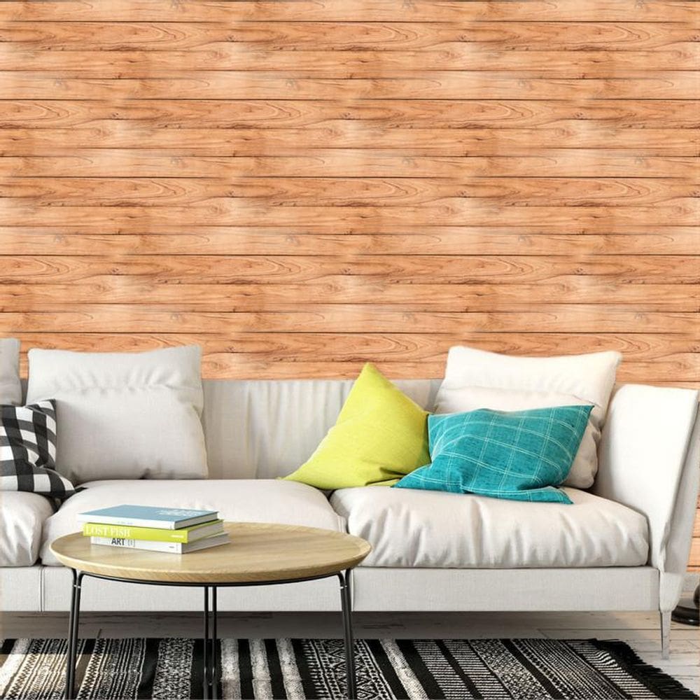 Papel De Parede Madeira Pinus Horizontal Adesivo Sala Quarto