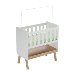 Mini Berço Guti Retro Peroba Branco/Amêndoa Colchão Incluso