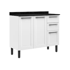 Balcão de Cozinha 3 Portas 2 Gavetas Itatiaia Florença de Aço 105cm Branco