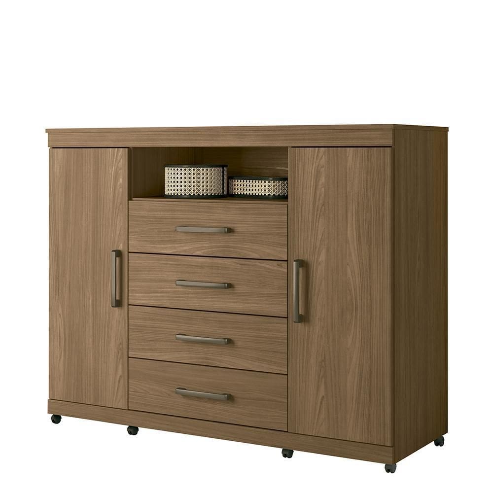 Cômoda Havana Master 2 Portas e 4 Gavetas com Rodízios - Santos Andirá