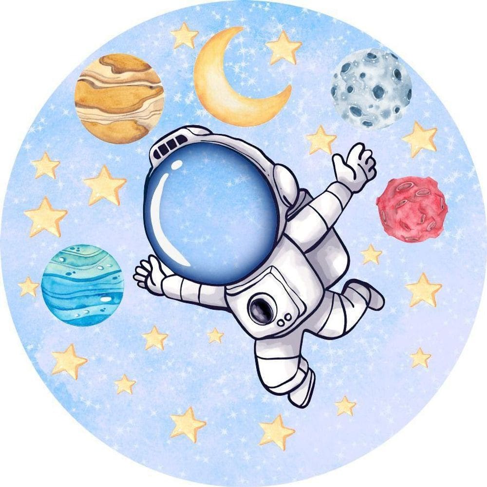 Painel Redondo 3D Sublimado Astronauta E Galáxia Frd-3667