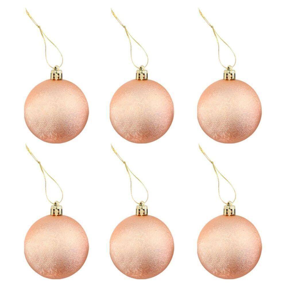 Kit Com 24 Bolinhas Natalinas Para Decoração - Elegância E Durabilidade rose Gold