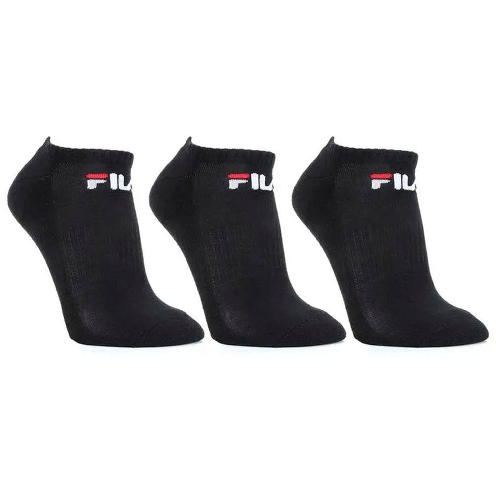 Meia Fila Cano Curto Preta - 3 Pares