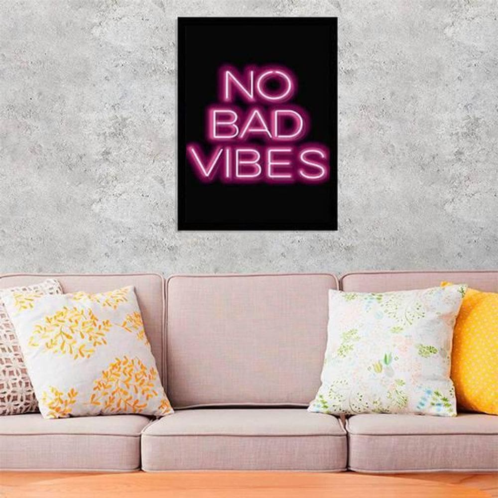 Quadro Decorativo No Bad Vibes 34X23Cm - Moldura Branca