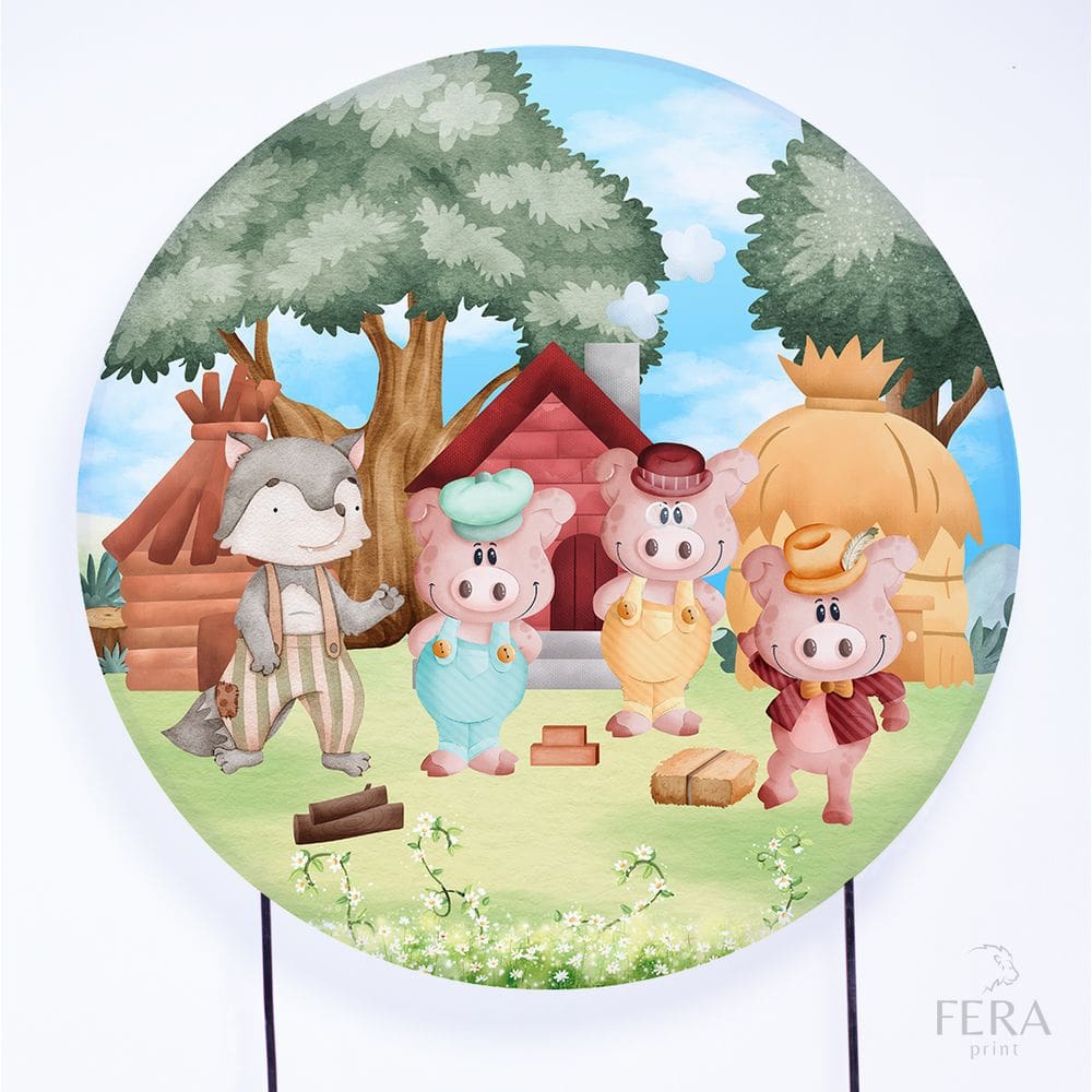 Painel Decorativo para Festa 1,50x1,50 metros Vesti Fácil com Elástico 3 Porquinhos - Fera Print