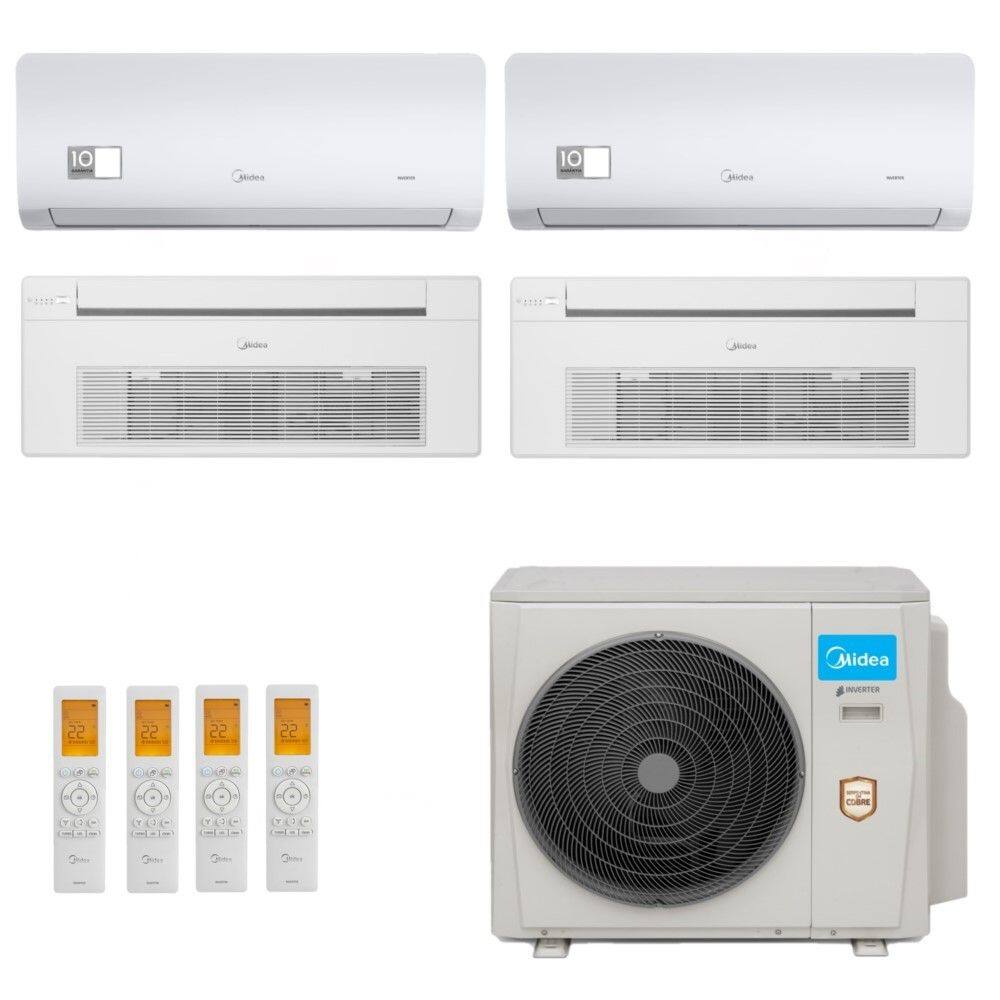 Ar-Condicionado Multi Split Inverter Midea 42.000 (2x HW 9.000 + 1x Cassete 1 Via 12.000 + 1x Cassete 1 Via 18.000) Quente/Frio 220V