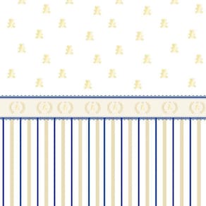 Papel De Parede Listrado E Faixa Dourado Com Azul Infantil