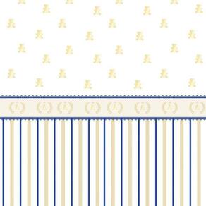Papel De Parede Listrado E Faixa Dourado Com Azul Infantil