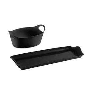 Bandeja e Cesta Cesto Pao Petisco Bar BPA Free Preto 2un