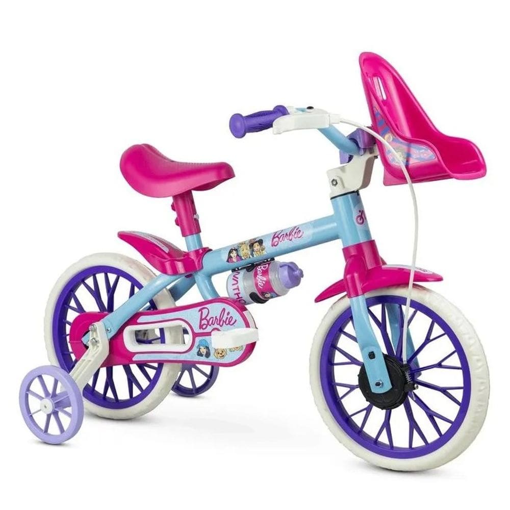 Bicicleta Infantil Barbie Aro 12 Nathor com Rodinhas Feminina