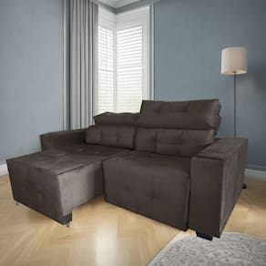 Sofá Retrátil e Reclinável Berlin Sala Quarto 2,00 Marrom