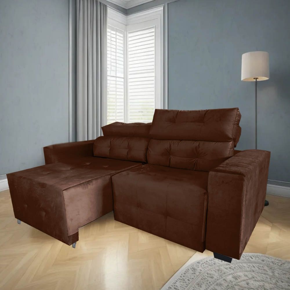 Sofá Retrátil e Reclinável Berlin Sala Quarto 2,00 TerraCota