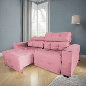 Sofá Retrátil e Reclinável Berlin Sala Quarto 2,00 Rosa