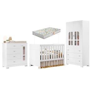 Quarto de Bebê New Katatau Branco Acetinado com Colchão Gazin – Reller