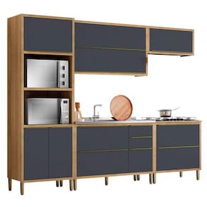 Cozinha Modulada Paola Composição 6 Carvalho Dakar Grafite - Aramóveis