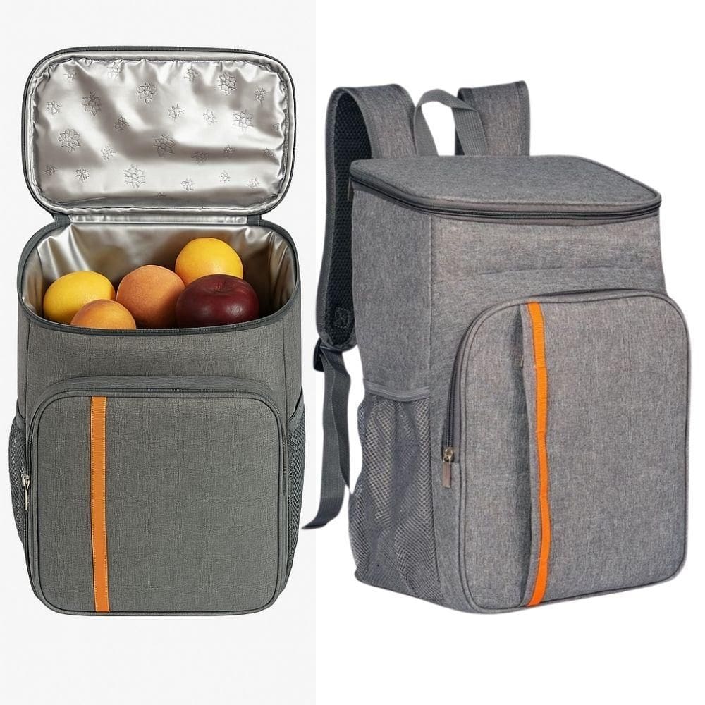 Mochila Termica Cooler 18 Litros Impermeavel Premium Cinza Para Cerveja Vinho Lancheira Praia Camping Trilha E Esportes