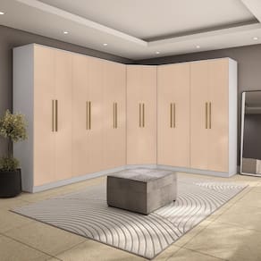 Quarto Modulado Kappesberg Adapt Branco/Macadâmia 12 Portas 342cm x 263cm