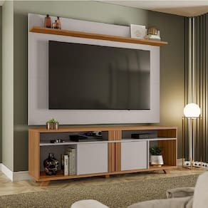 Rack Bancada com Painel para até 70 Polegadas 1,80m Freijó / Off White Notável Freijó Trend