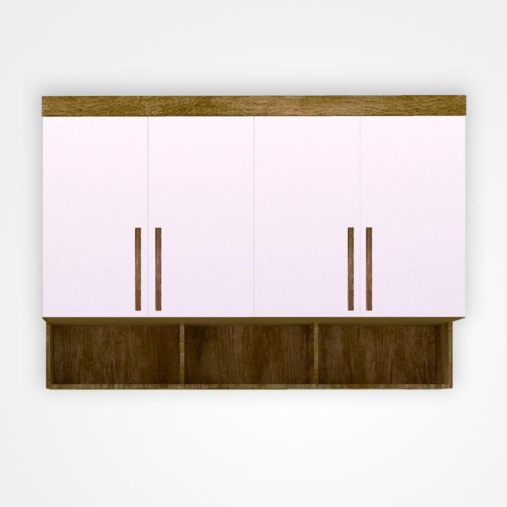 Modulo Ja Georgia Armário Aereo 1,40m Jequitibá / Off White Off White