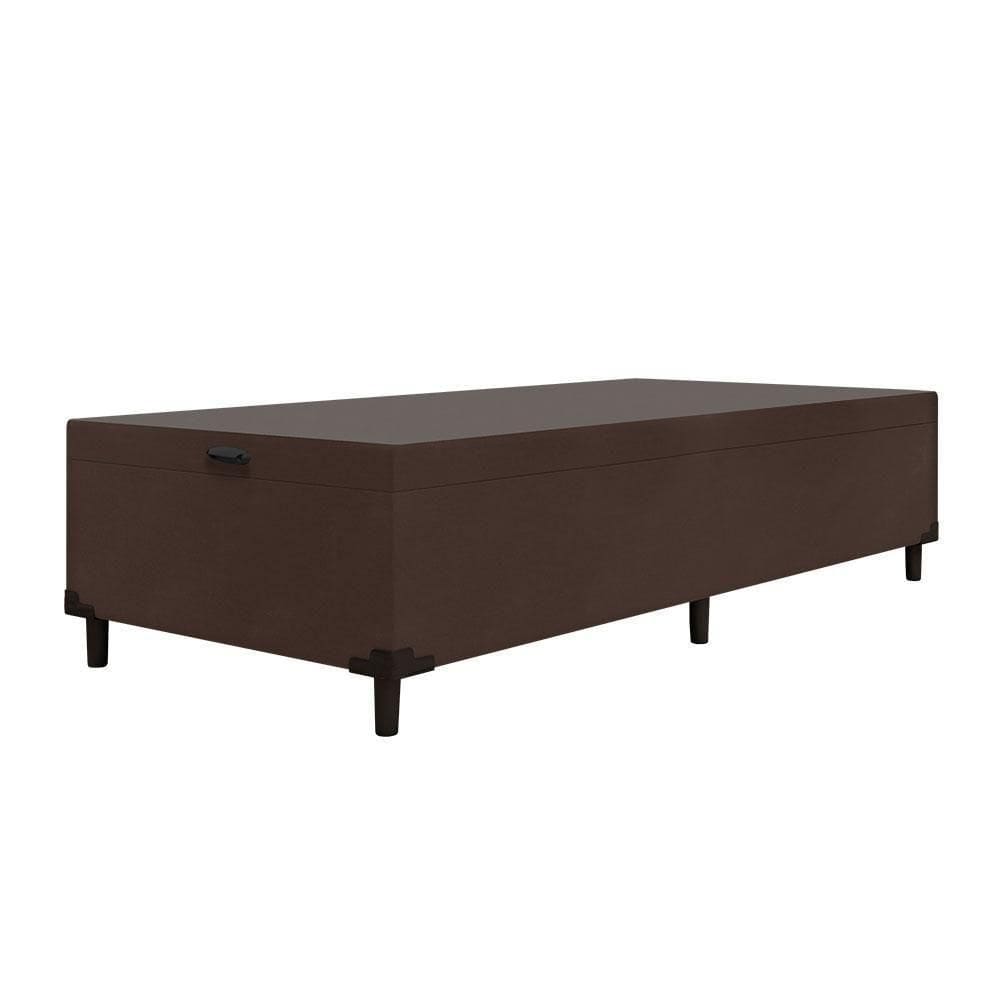 Cama com Baú com 41cm de Altura Prince Suede Marrom Marrom