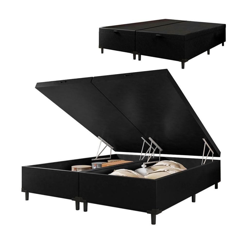 Cama com Baú Queen 1,58m com 41cm de Altura Prince Preto Marrom