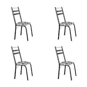 Conjunto Com 4 Cadeiras Tubular Itália Artefamol Dark Craquelado Dark