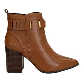 Bota Bottero 360306 Feminino Conhaque em couro cano baixo saltinho