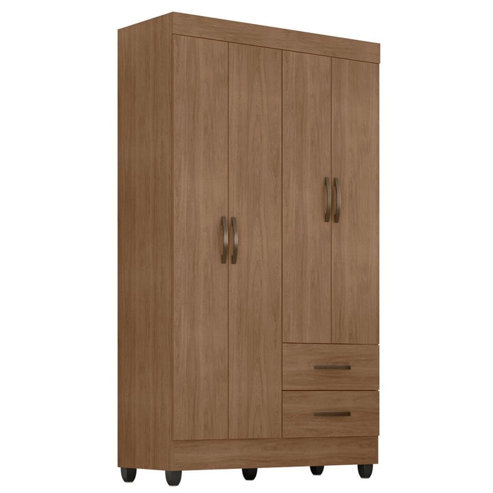 Guarda-Roupa Solteiro Grande 4 Portas 2 Gavetas e 4 Prateleiras Lisa MDP