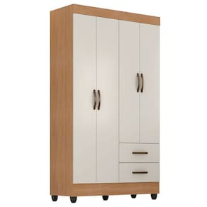 Guarda-Roupa Solteiro Grande 4 Portas 2 Gavetas e 4 Prateleiras Lisa MDP