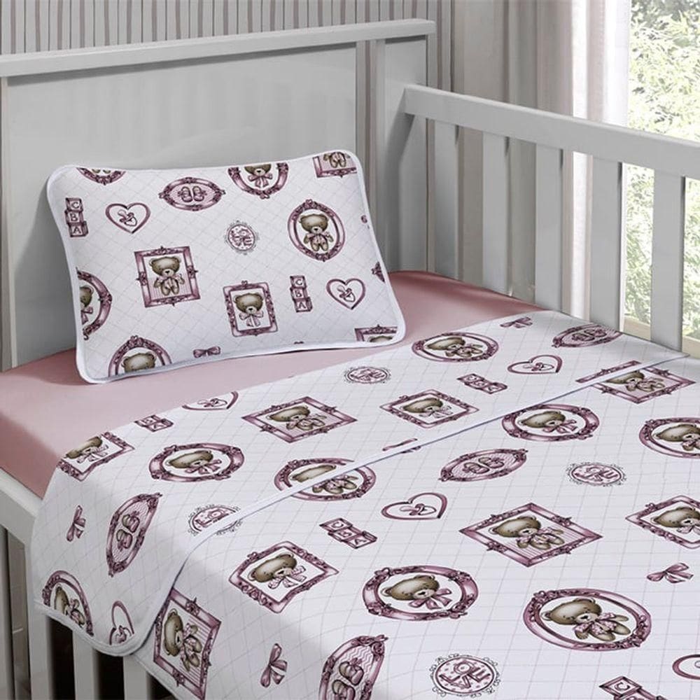 Jogo De Cama Tecebem Malha Mini Cama(montessoriana)cristina 3 Peças Rose