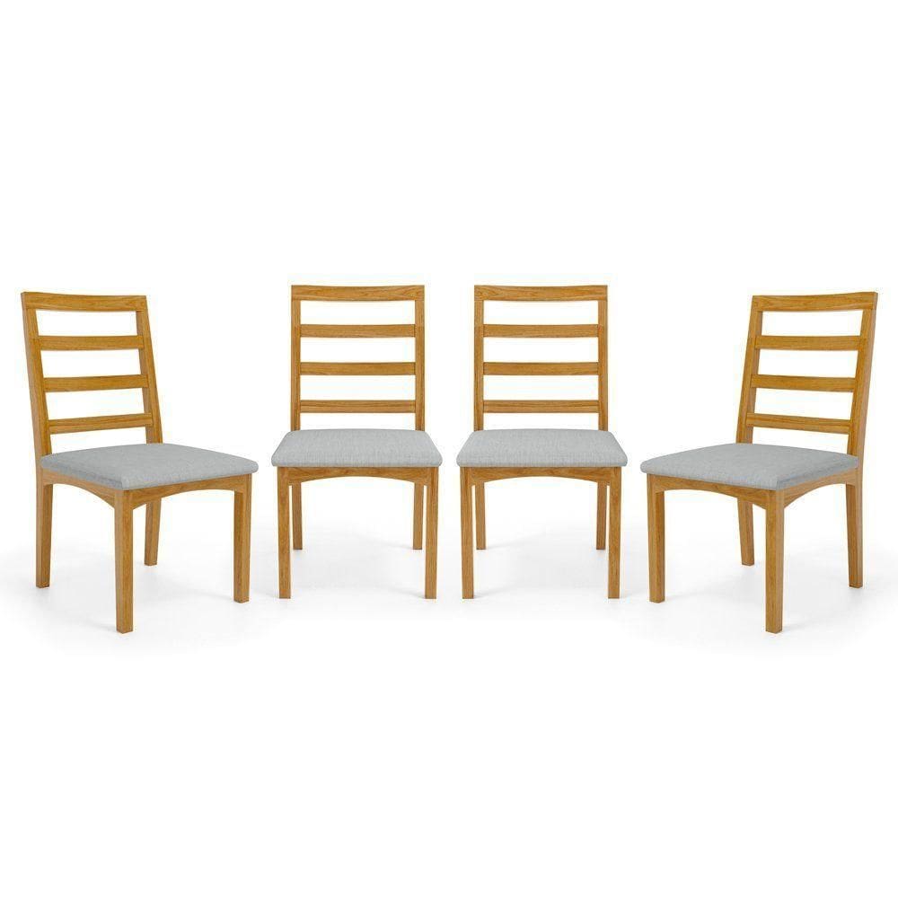 Kit Com 4 Cadeiras Cecília Madeira Maciça Assentos Estofados Para Mesa De Jantar Linho Cinza 407